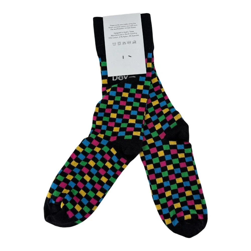 Slack Dev Salesforce Combed Cotton Multi Color Checkered Crew Socks Unisex